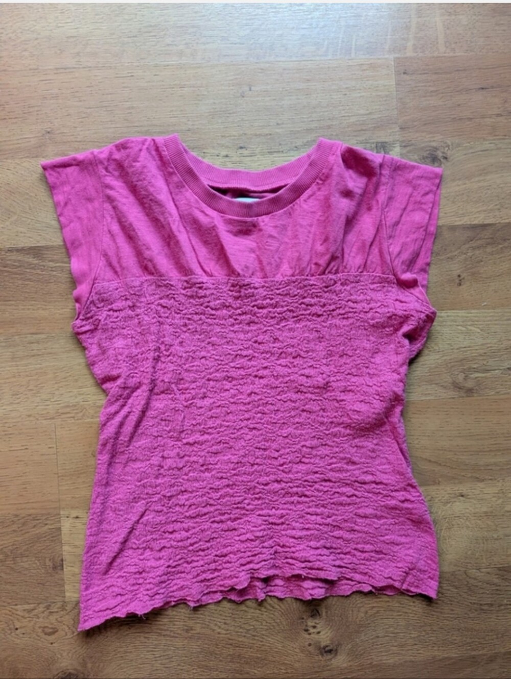 Maeve Pink Textured Cap-Sleeve Top